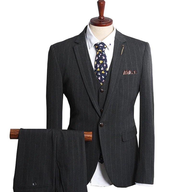 Брендовый мужской костюм деловой Блейзер для жениха три штуки приталенный