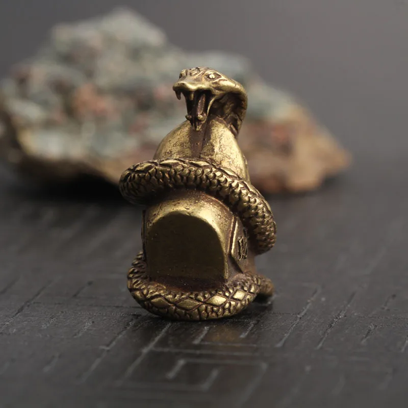 Статуя в форме змеи из чистой меди настольные украшения 12 китайских зодиакальных
