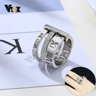Vnox трендовые 3 в 1 блестящие кольца с кубическим цирконием для женщин, ювелирные изделия для свадебной вечеринки, римские цифры из нержавеющей стали, подарки на годовщину
