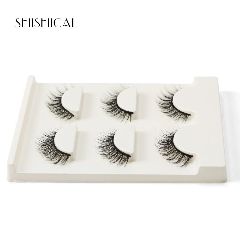 SHISHICAI 3 пар/компл. макияж натуральный 3D Накладные ресницы ручной работы черный