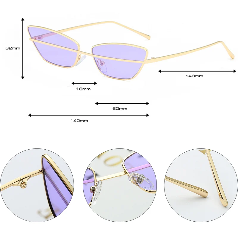 Мужские и женские очки кошачий глаз SHAUNA уникальные маленькие солнцезащитные в