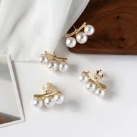 fancy jewelry gold plating with pearls stud earring for woman earrings girl gifts handmade fine jewelry