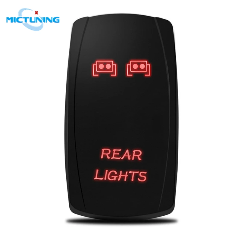 MICTUNING 5Pin Laser Red Rear Lights Rocker On-Off LED 20A 12V Auto SPST Toggle Switch Car Waterproof Replacement Switches Parts