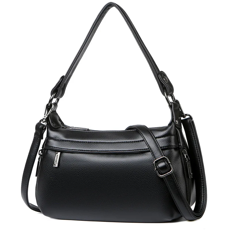 

Europe and United States the wind elderly female bag contracted inclined shoulder bag double bag mouth soft leather shoulder