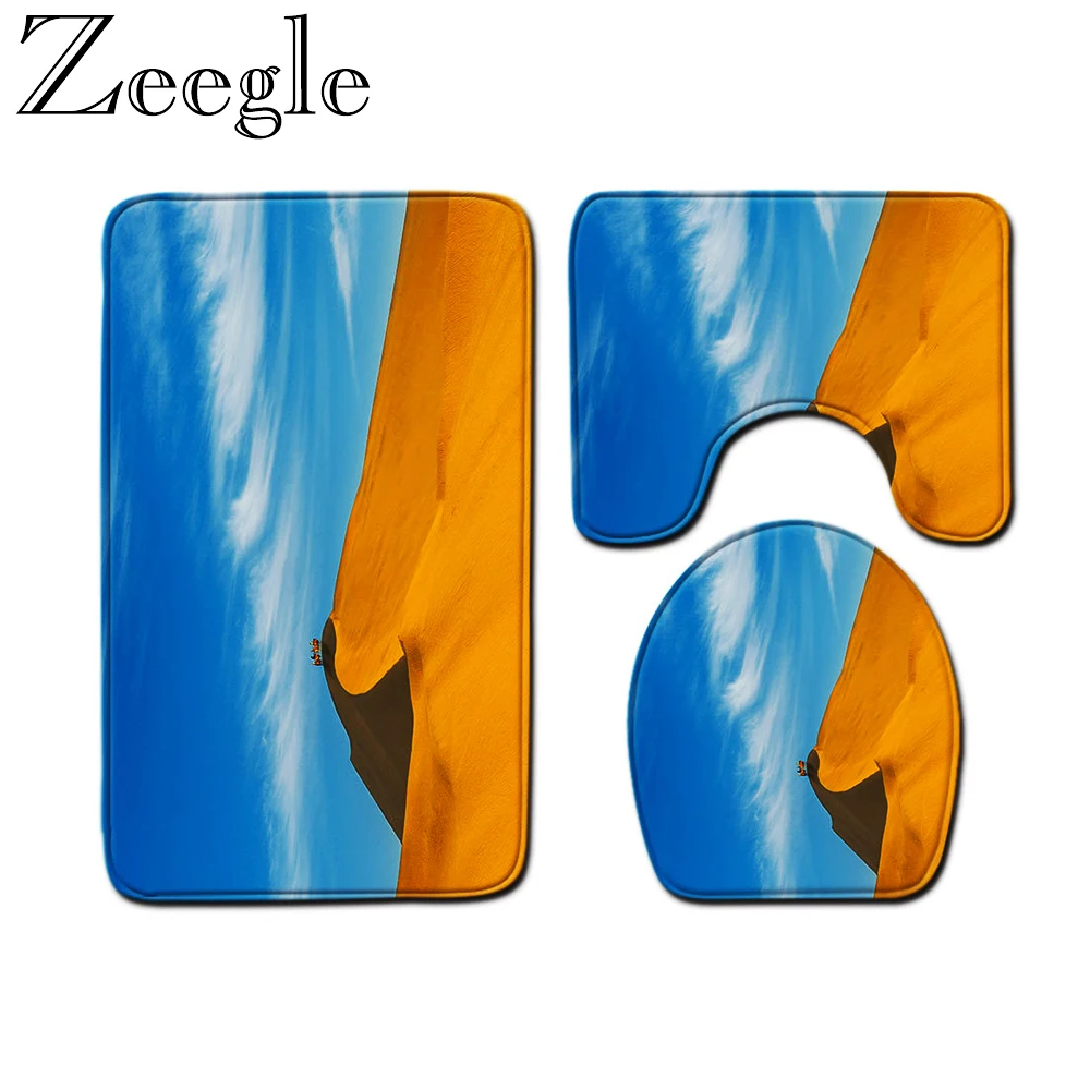 Zeegle ковер для ванной комнаты 3 шт./компл. коврик для ванной фланелевый коврик для ванной комнаты Набор коврик для туалета Впитывающее покрытие коврик для ванной комнаты