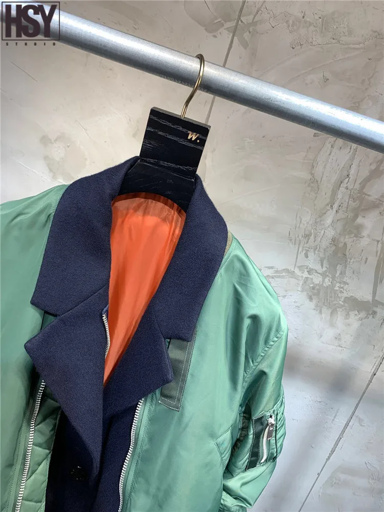 【HSY】2019 осень зима новые женские поддельные двухсекционные пальто короткая