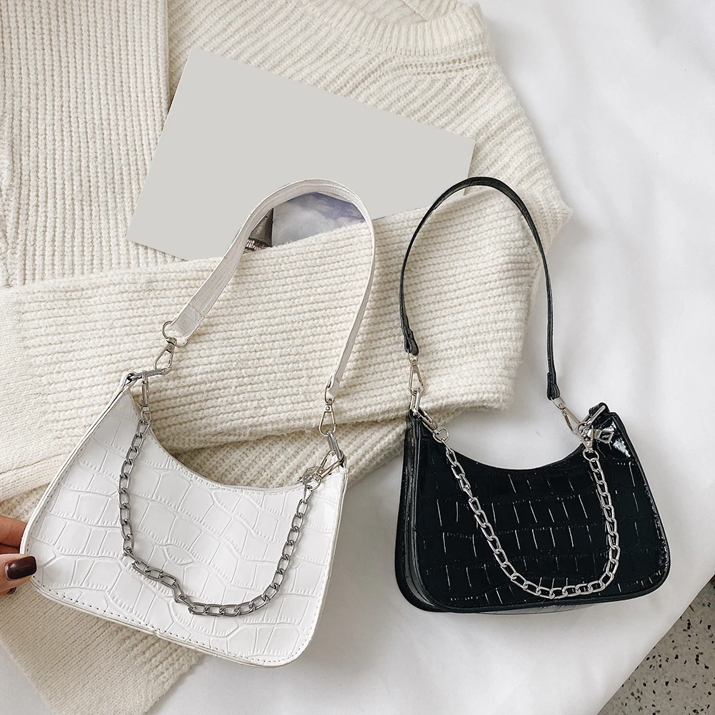 

Fashion Alligator Leather Purse Women Casual Handbag Chain Solid Shoulder Bags Popular Simple Female Daily Bag