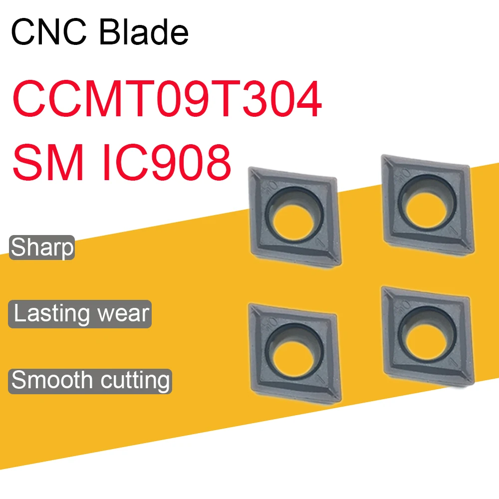 

Карбидные фрезы CCMT09T304 SM IC908, 10 шт., вставки CCMT09 T304, торцевая фреза, токарные инструменты с ЧПУ, инструмент для внутренней обточки