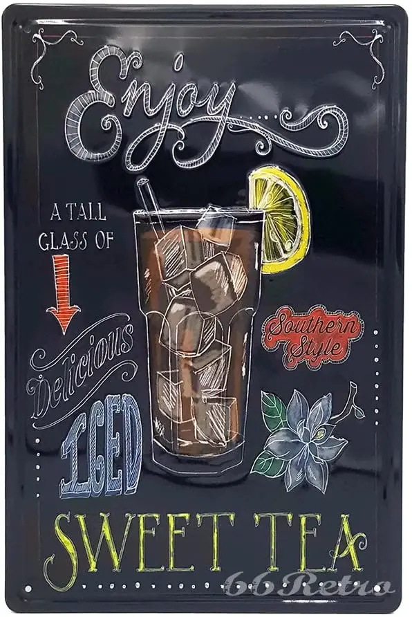 

Enjoy sweet tea retro embossed metal tin logo wall decoration logo