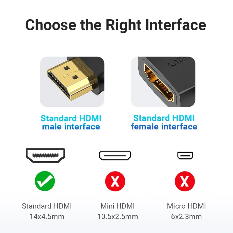 Фото HDMI адаптер Vention, 90 градусов, 270 градусов, прямоугольный удлинитель 4K HDMI, штекер-гнездо, кабельный разъем для HDTV, PS4, HDMI конвертер №5