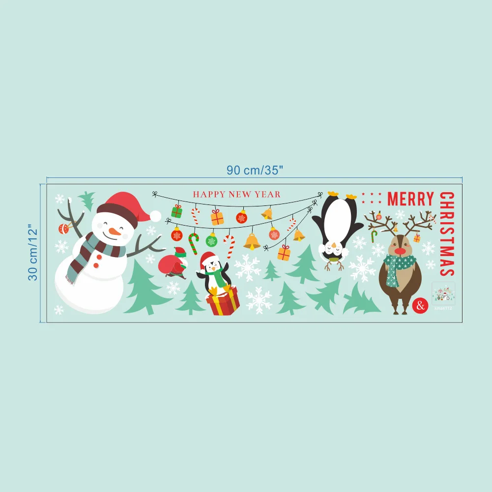 

Removable Christmas window wall stickers bedroom living room glass doors and windows background decoration stickers (30x90cm)