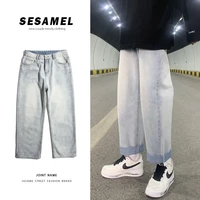 spring wide leg jeans mens fashion retro casual jeans men streetwear korean loose hip hop straight denim trousers mens m 4xl
