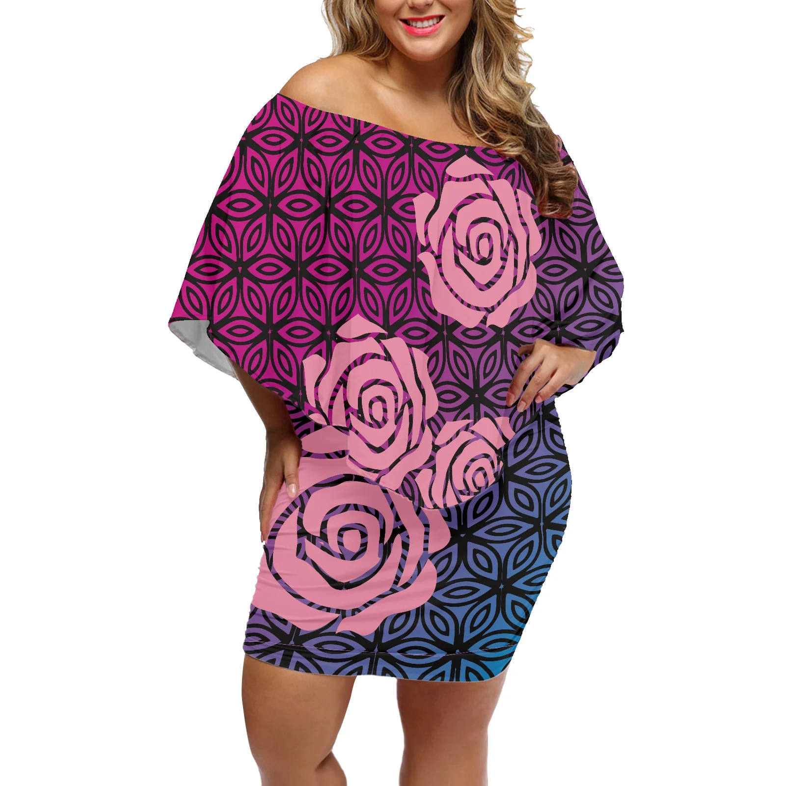 

Элегантное женское платье с принтом роз, привлекательное классическое платье с открытыми плечами, облегающие летние платья, Повседневная х...