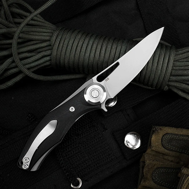 TUNAFIRE карманный складной нож G10 Ручка D2 стальное лезвие Тактический для выживания