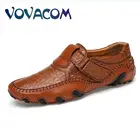 Мужские туфли ручной работы из натуральной кожи, удобные повседневные лоферы, Модные дышащие мягкие мокасины для вождения, 38-47