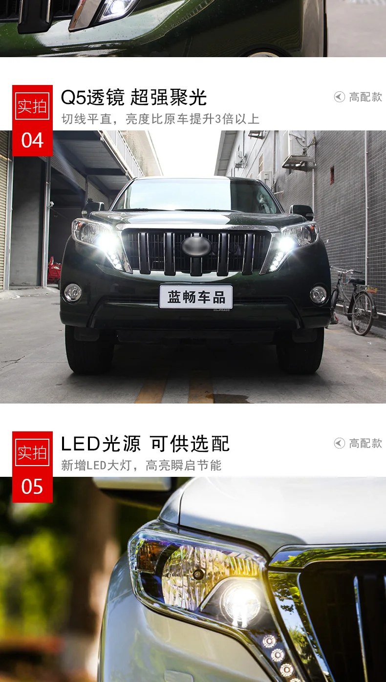 Автомобильный Стайлинг для Toyota- Prado светодиодный налобный фонарь светодиодный DRL Hid головной фонарь Ангел глаз биксенон двойной луч фары аксессуары