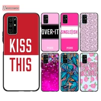 black cover cute letter pink lucky number for huawei honor 30 20s pro 10i 9c 9a 9s 9x 8x 10 9 lite 8 8a 7a pro lite phone case