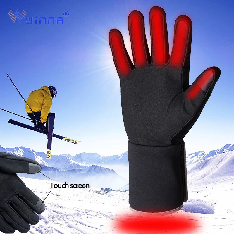 Зимние теплые перчатки с подогревом для мужчин и женщин электроподогревом