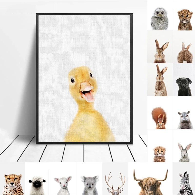 

Baby Animal Poster Panda Giraffe Elephant Canvas Painting Nursery Wall Art Nordic Picture Kid's Bedroom Decoration