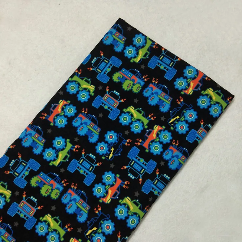 Милая сине зеленая хлопковая ткань с рисунком машинок 50x105 см ламповая для