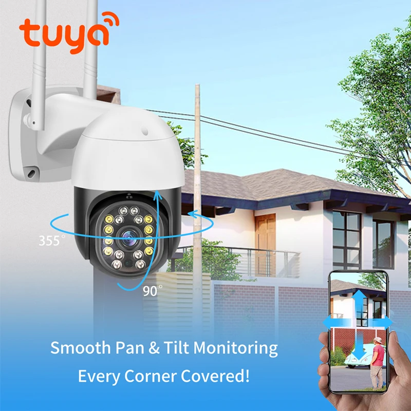 Wi Fi Tuya Smartlife с Cam Smart Home1080P PTZ IP Камера автоматическое слежение за видеонаблюдение 2MP