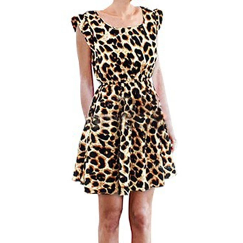 

Сексуальное летнее платье с коротким рукавом 2021, модное женское платье, туника с леопардовым принтом, сексуальная одежда с круглым вырезом