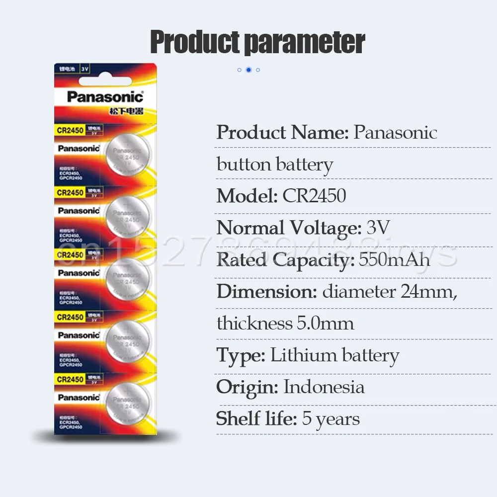 Батарейки кнопочные Panasonic CR2450 CR 2450 BR2450 KCR2450 5029LC LM2450 литиевая батарея 3 в для часов 5