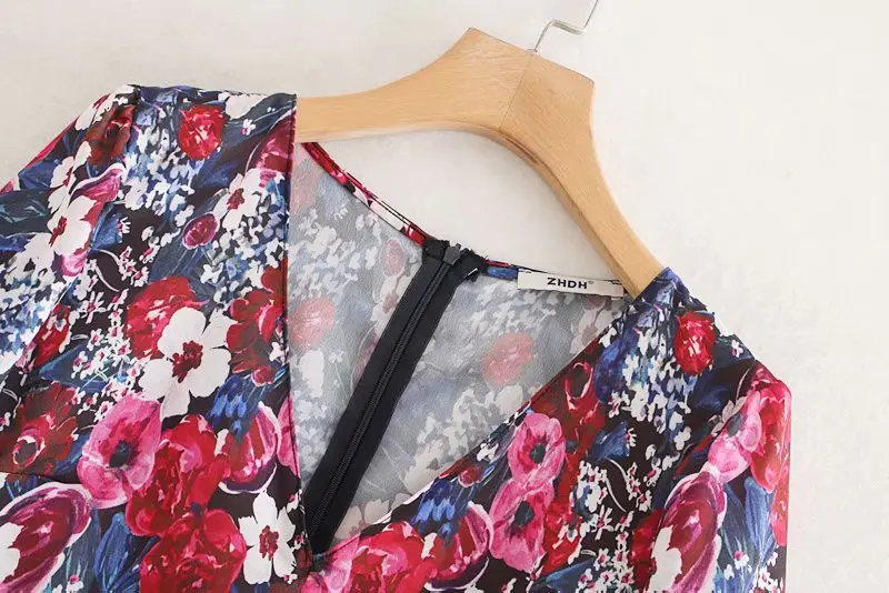 ZA Новое разноцветное модное платье с принтом женская одежда Boho Свободное платье с v-образным вырезом Вечерние подарки