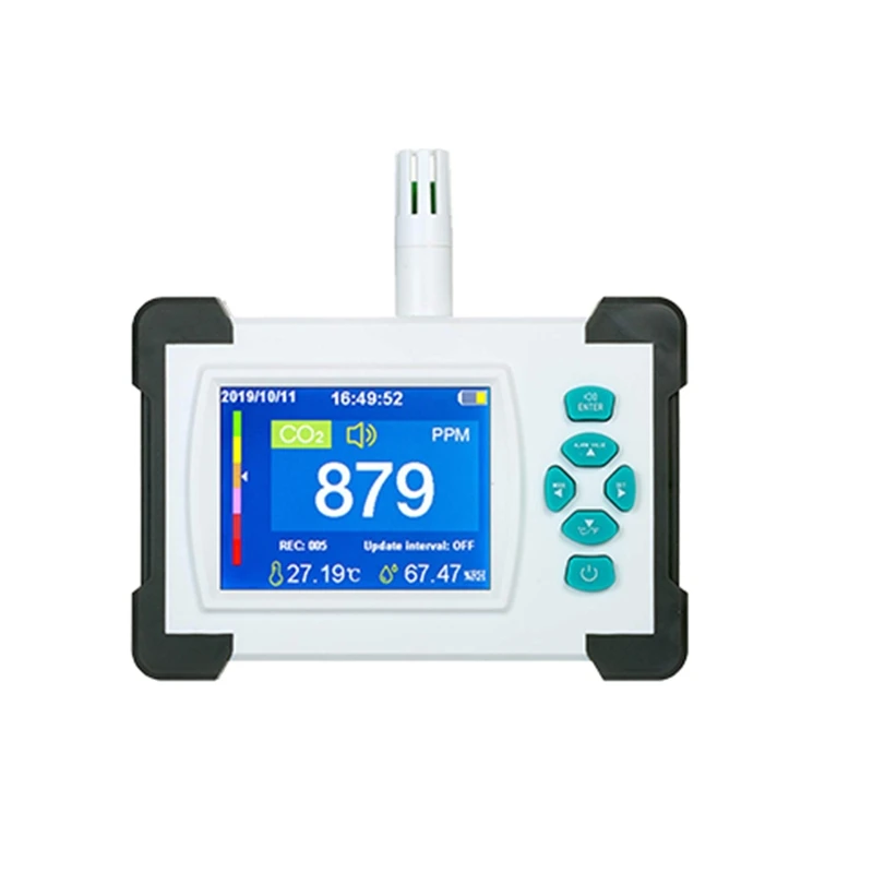 

Портативный монитор качества воздуха, измеритель углекислого газа, перезаряжаемый с индикатором температуры и влажности