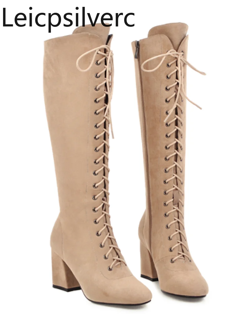 Женские ботинки новинка зимняя модная женская обувь на высоком каблуке с круглым