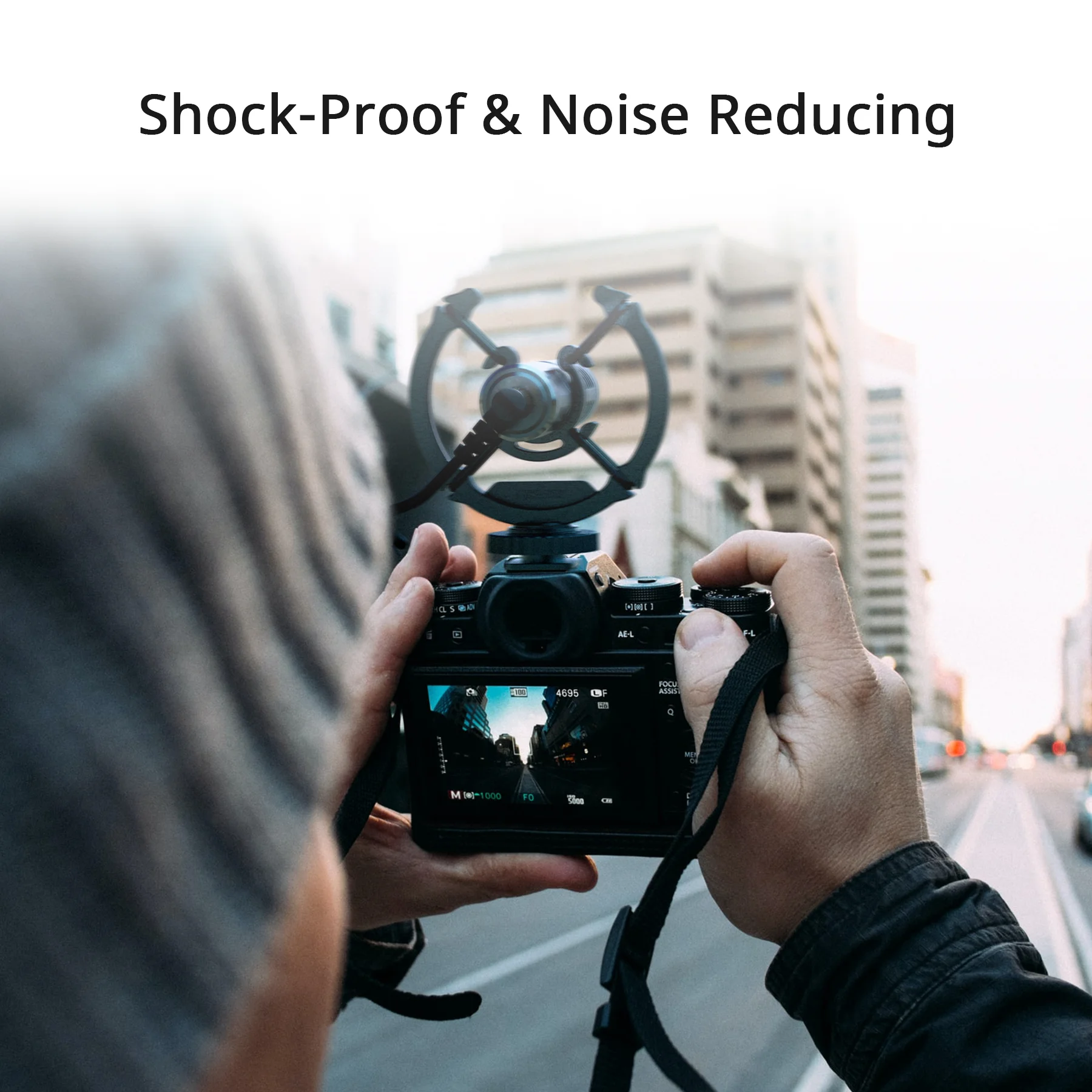 Микрофон для камеры Mirfak N2 с противоударным креплением и пушистым ветровым