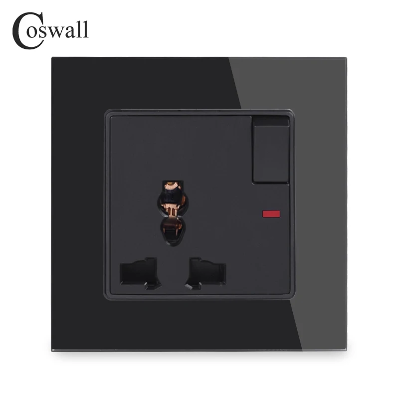 Стеклянная панель COSWALL из закаленного стекла 13A универсальная розетка с неоновой