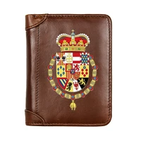 spain royal symbol style 100 genuine leather men wallet business classic slim card holder male short purses high quality