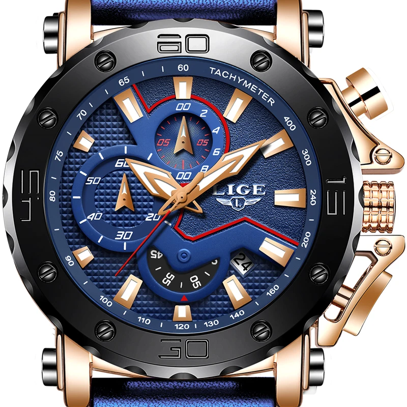 LIGE новинка мужские часы военные спортивные лучший бренд люкс класс кожа