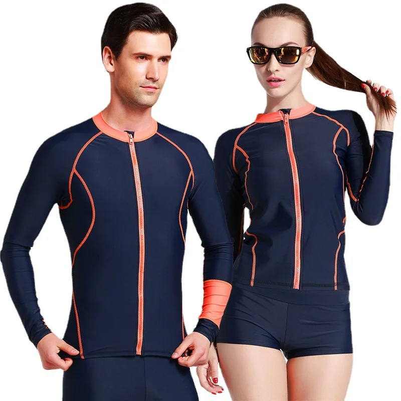 

SBART Men&Women Surfing Rash Guard Wetsuit Swim Jacket Long Sleeve Front Zipper Rashguard Surf Swimsuit Wet Suit Shirt Diving