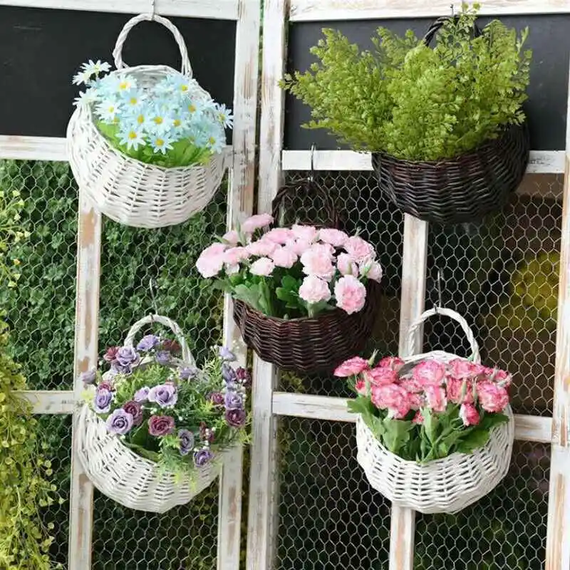 

Hanging Flower Pot Wicker Home Rattan Planter Plant Basket Wall Hanging Handmade