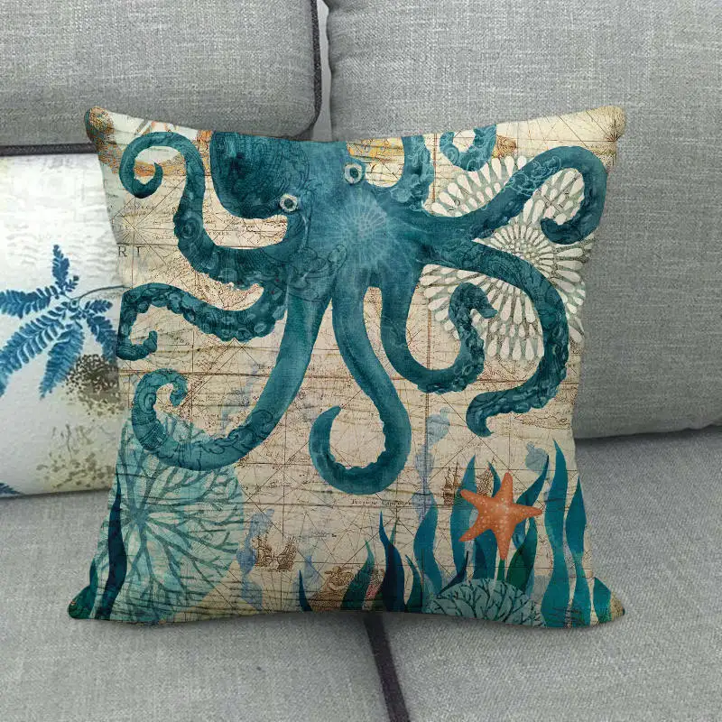 45 см * синий стиль видеть жизнь лен/хлопковая подушка для дивана Чехлы диванная