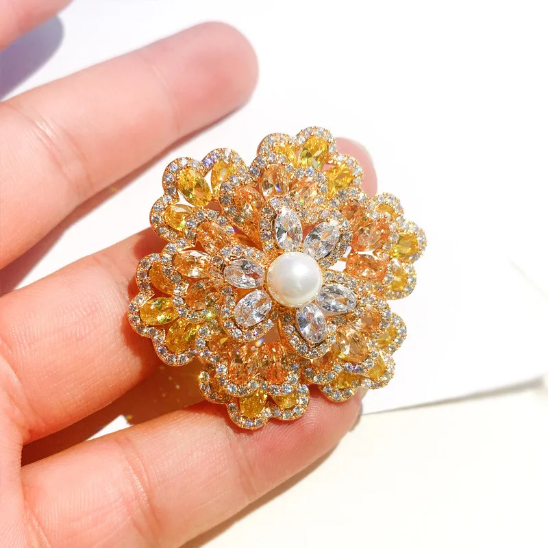 Ekopdee 2021 Новые Модные Роскошные Броши с цветком из циркония для женщин Изящные