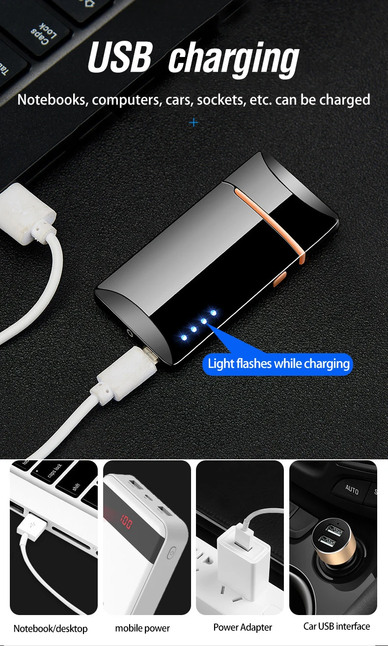 Двойная дуга USB электрическая зажигалка для сигарет ветрозащитный светодиодный плазменный турбо зажигалки перезаряжаемые электронные зажигалки гаджеты для мужчин