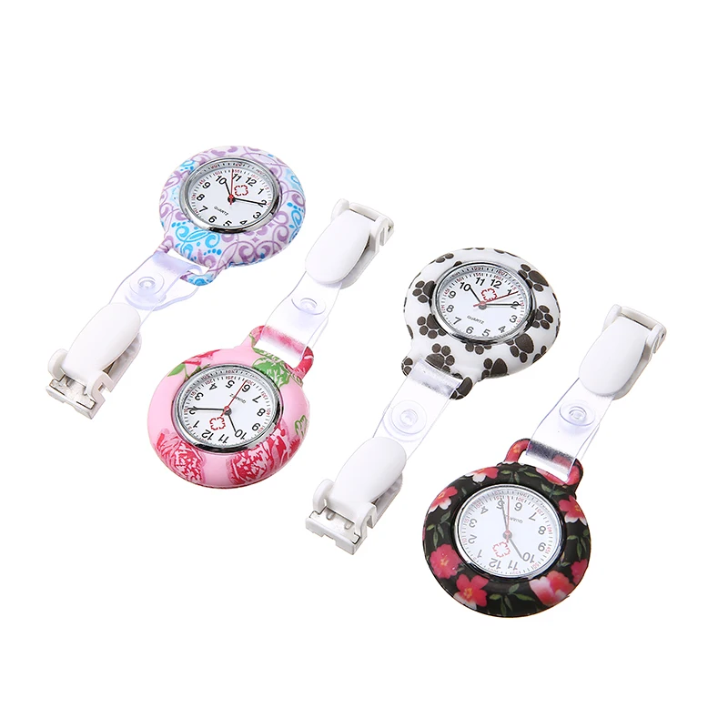 Модные красивые силиконовые часы с цветами для медсестер круглый циферблат