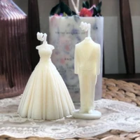 3d wedding dress candle silicone molds for diy chocolate cake resin clay plaster aromatherapy crystal home ornament baking tools