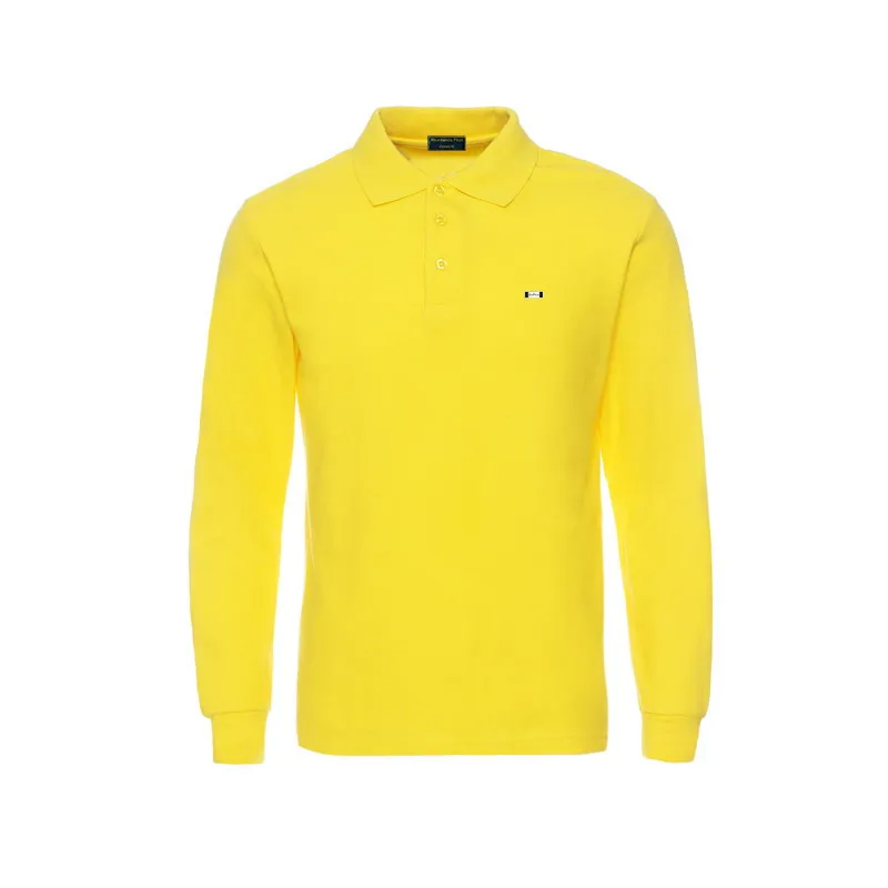 

100% Cotton High quality fashion brand Men's long sleeve polos shirts mens lapel solid color polos shirts mens tops XS-3XL tee