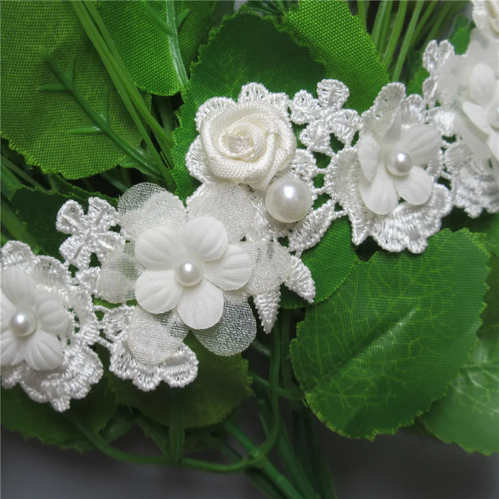 1 ярд абрикосовая многослойная Цветочная вышитая кружевная отделка по краям