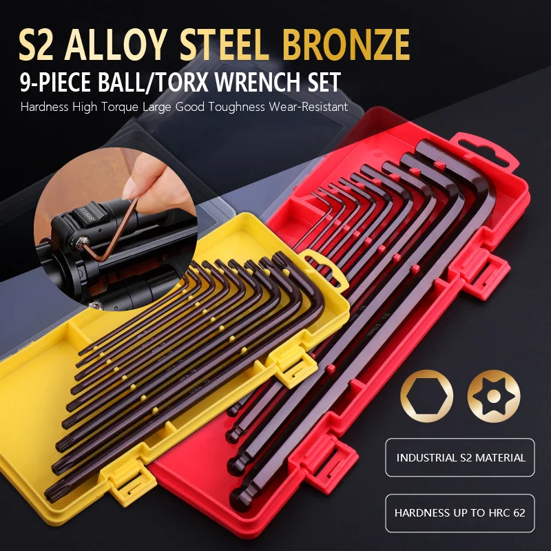 Набор шестигранных ключей 9 шт. шестигранный ключ гаечный Шариковая головка L