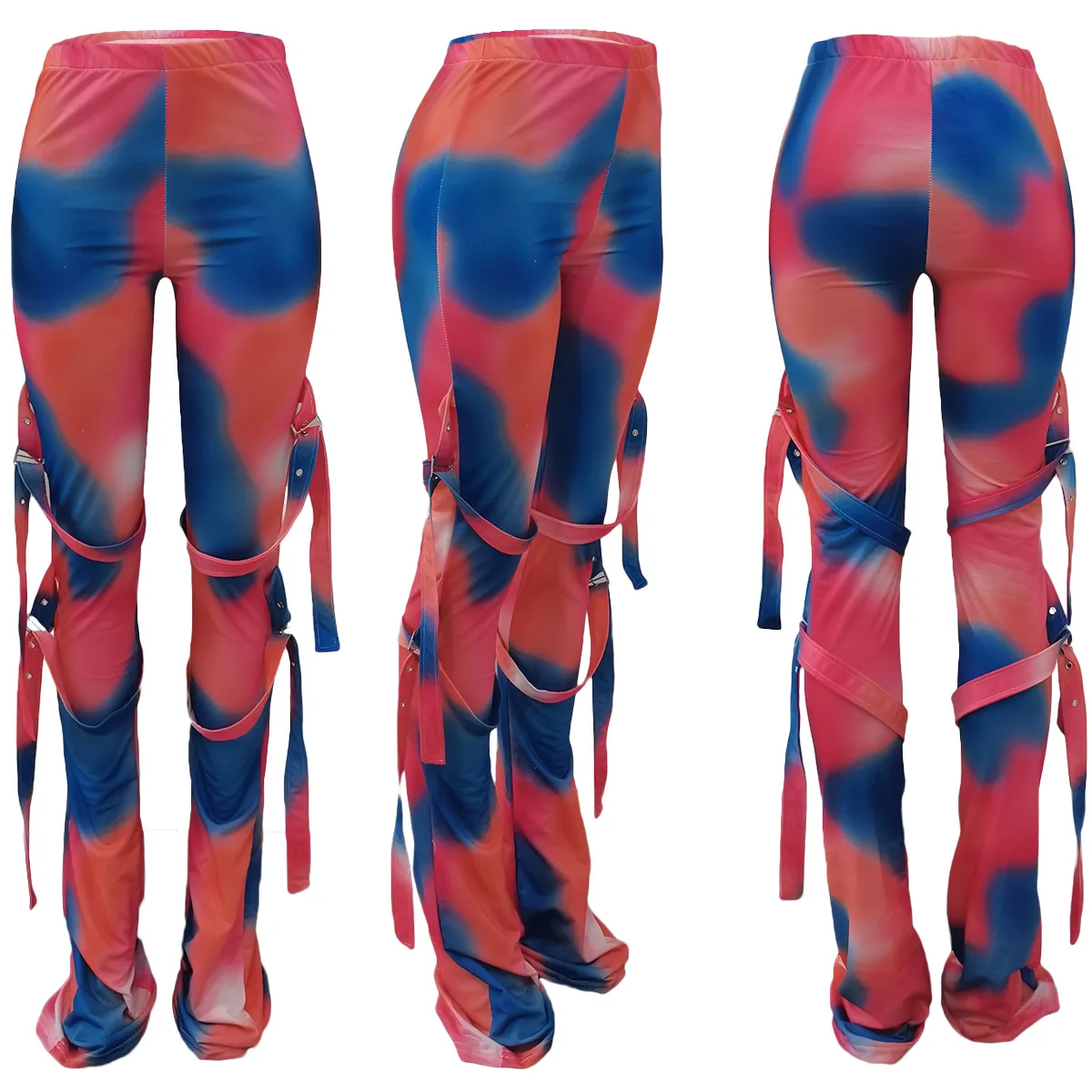 

Mdmupaogit Sweatpants Tie Dye Cargo Pants Women Streetwear Bandage Casual Y2k Pants Women Fashion High Waist Joggers Women