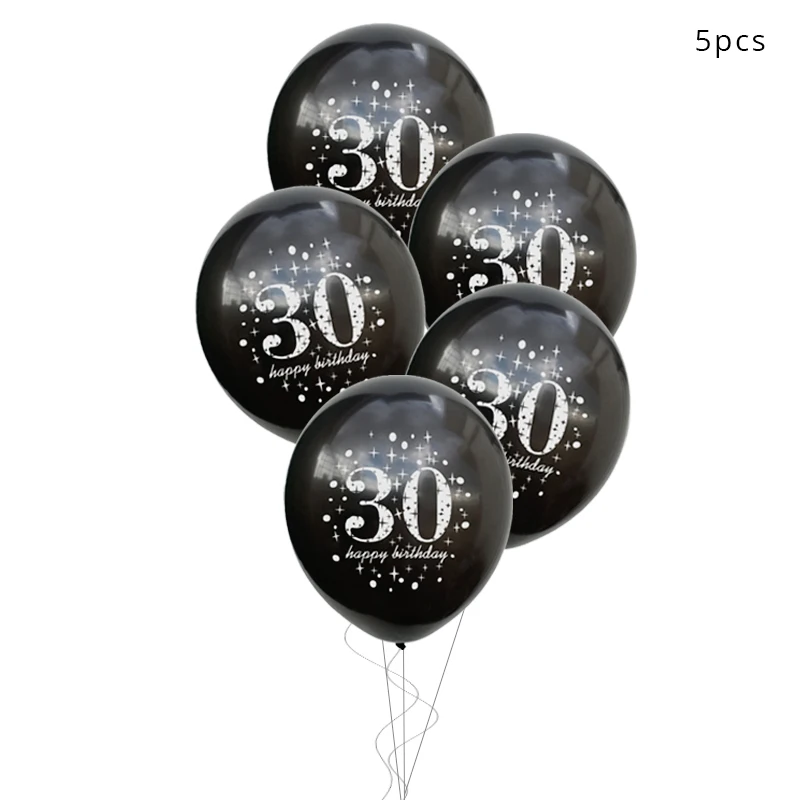 black 30 balloons 30 годовщина украшения 30 знак латексный шар 30 лет воздушный шар Бумага салфетка под тарелку кружку для 30-летнего дня рождения - Цвет: black 30 balloons