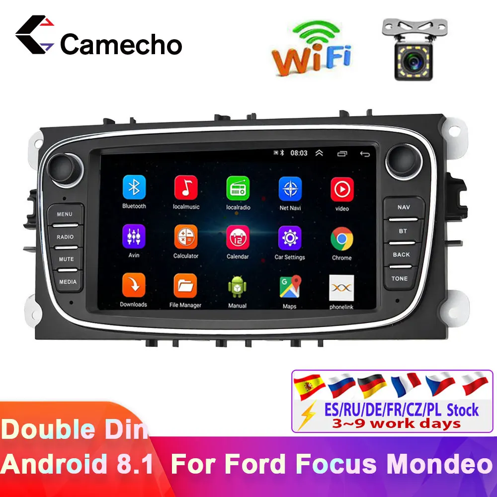 Автомагнитола Camecho 2 din 7 дюймов Android 8 1 GPS мультимедийный плеер навигатор для Ford Focus