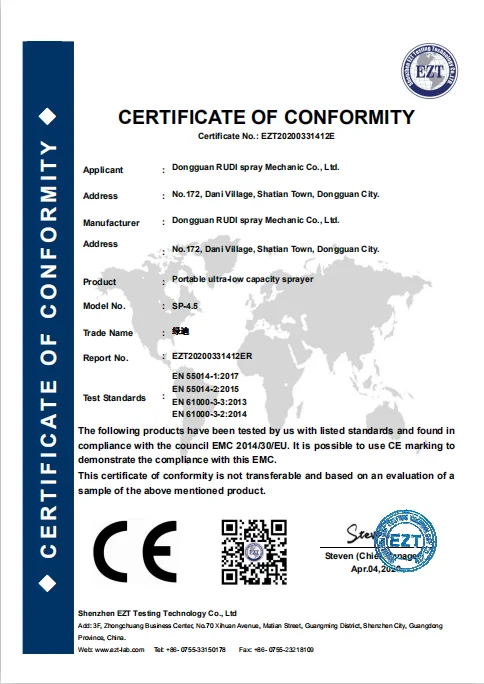 

1200RPM Electric ULV Fogger ULV Ultra Low Capacity Sprayer Mosquito Killer 4.5L US Plug CE Certification