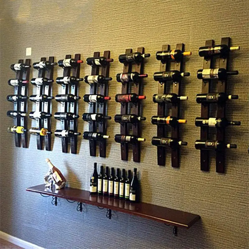 Металлическая и деревянная стойка для вина настенный держатель бутылки виски