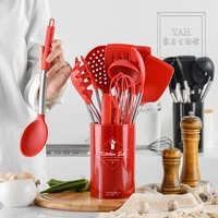 14 sets of silicone kitchen utensils and appliances with stainless steel tube handle silica gel baking scraper sweeping set